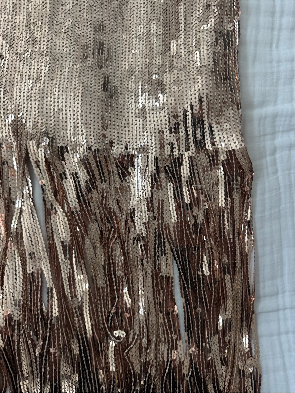 Fringe Sequin Pencil Skirt in Rose Gold - Picture 4 of 5